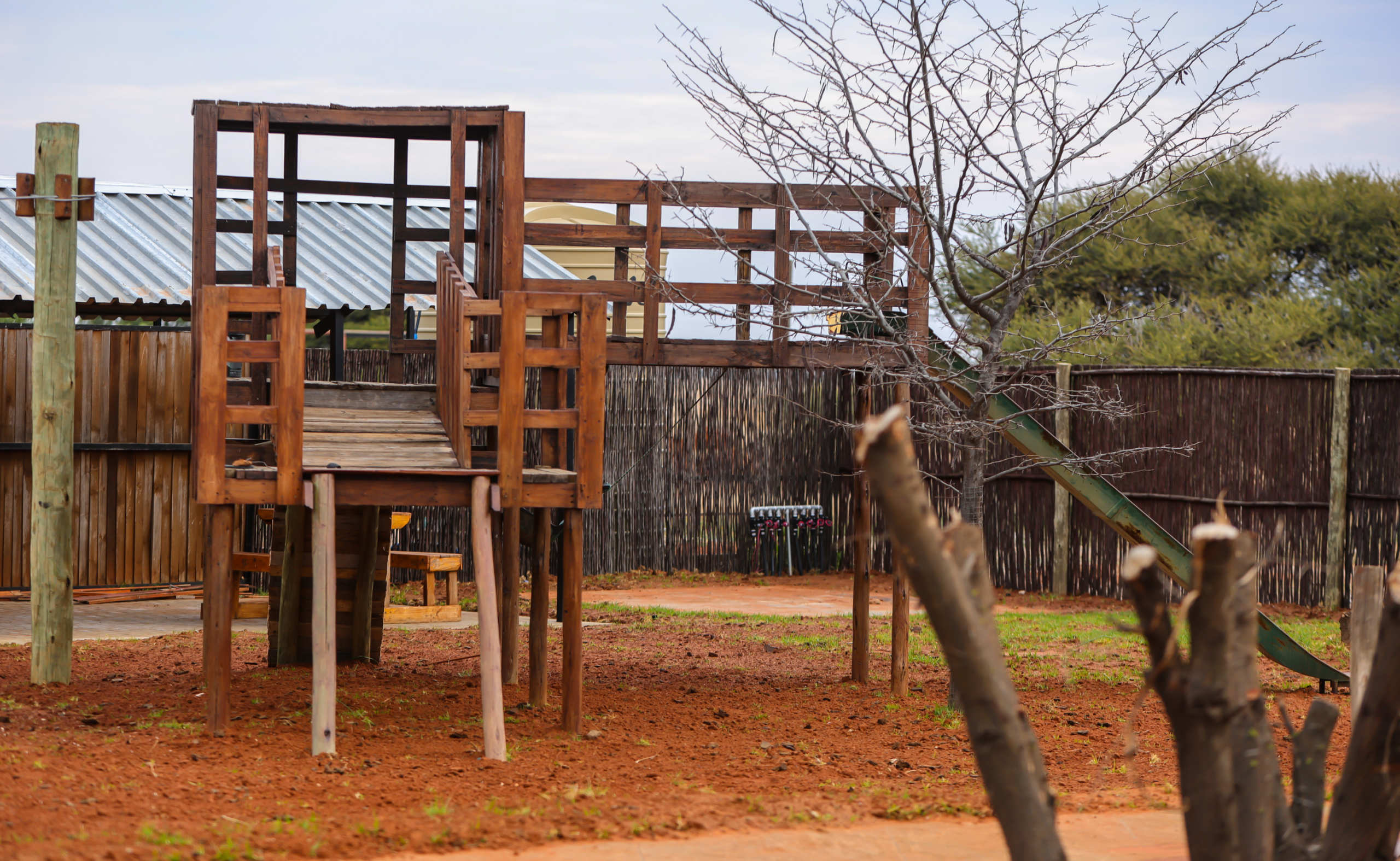 0-2 Year old wooden jungle gym at nelo's farmyard and adventure in kimberley northern cape